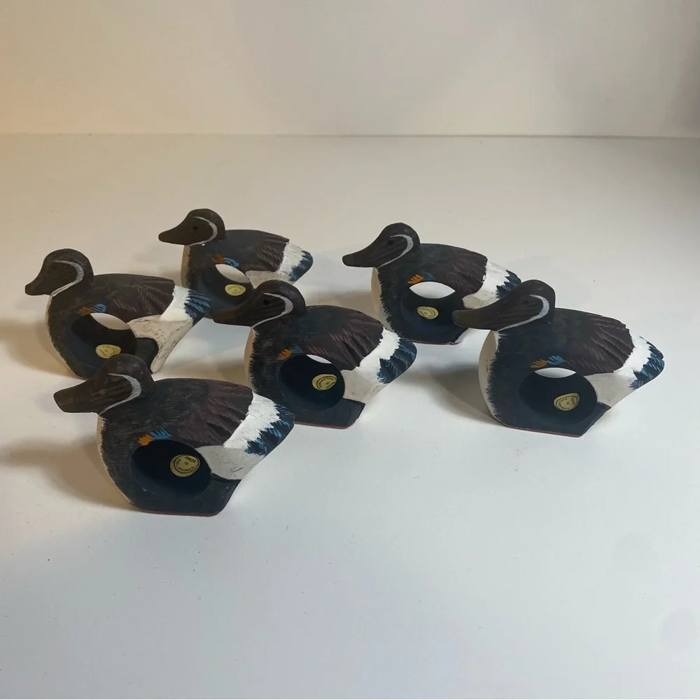 Set of 6 Wooden Painted Duck Decoy Napkin Holders